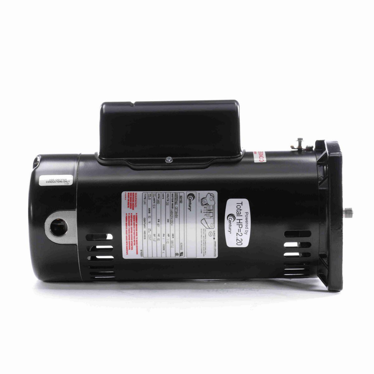 Century Pool Pump Motor, 1 1/2 HP, 1 Ph, 60 Hz, 230 V, 3600 RPM, 48Y Frame, ODP - SQ1152