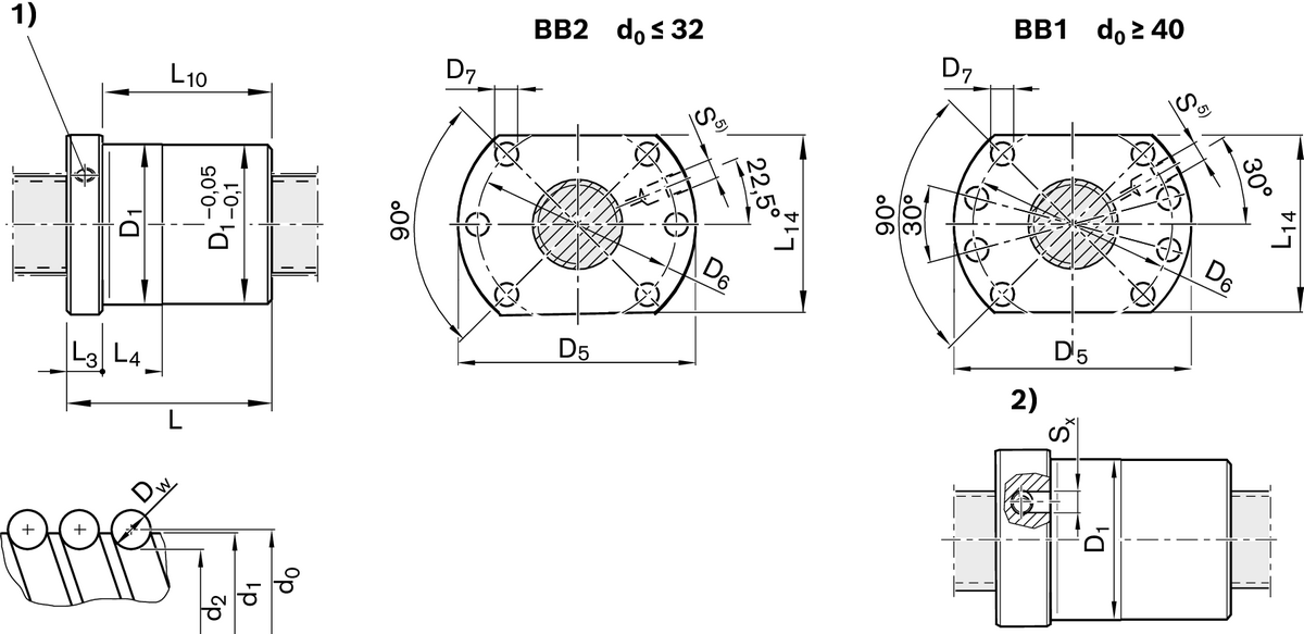 Одинарная гайка с фланцем Bosch Rexroth FEM-E-B 25X5LX3-4 [R155221083]