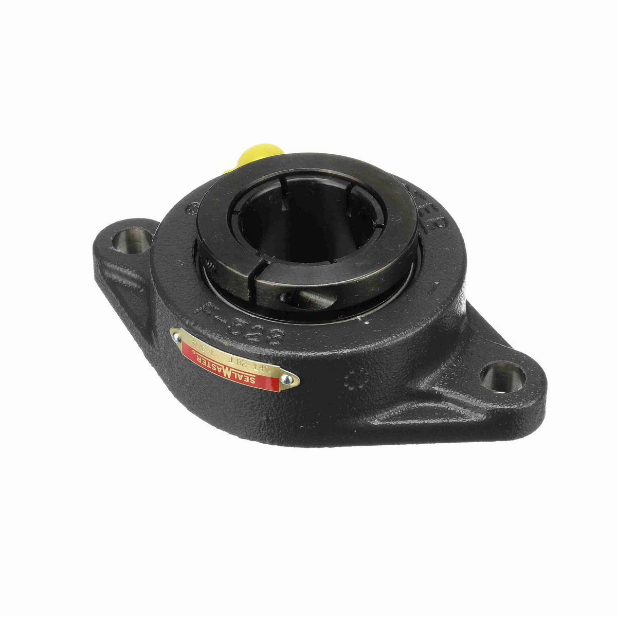 Sealmaster Mounted Cast Iron Two Bolt Flange Ball Bearing - 52100 Bearing Steel, Black Oxided - Concentric Lock - SFT-28T