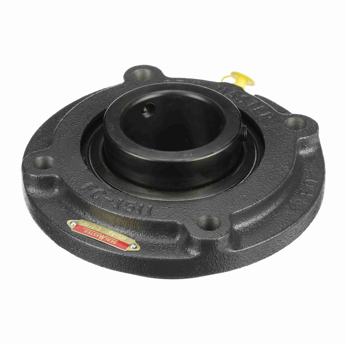 Sealmaster Mounted Cast Iron Flange Cartridge Ball Bearing - 52100 Bearing Steel, Black Oxided - Setscrew Lock - MFC-39