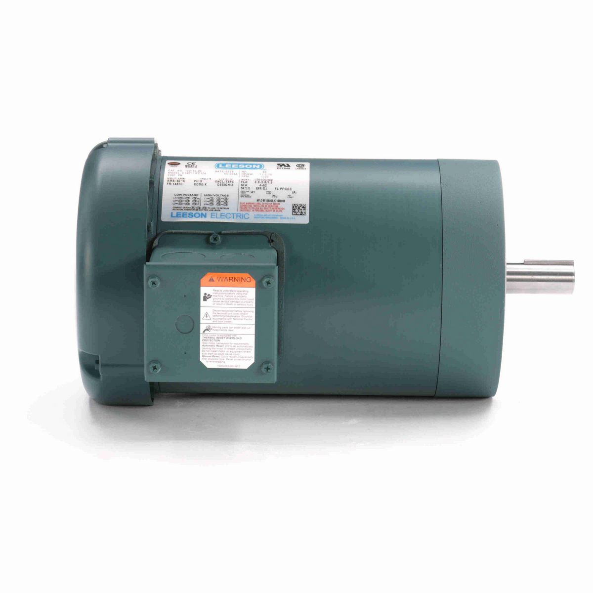 LEESON General Purpose Motor, 1 HP, 3 Ph, 60 Hz, 230/460 V, 1200 RPM, 145TC Frame, TEFC - 122165.00