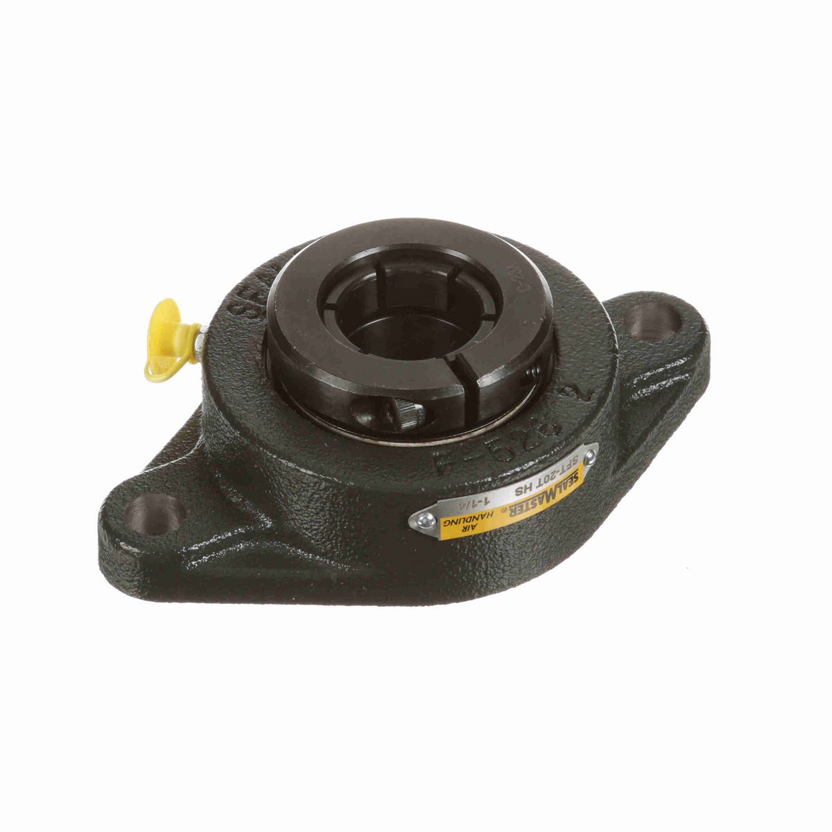 Sealmaster Mounted Cast Iron Two Bolt Flange Ball Bearing - 52100 Bearing Steel, Black Oxided - Concentric Lock - High Speed - SFT-20T HS