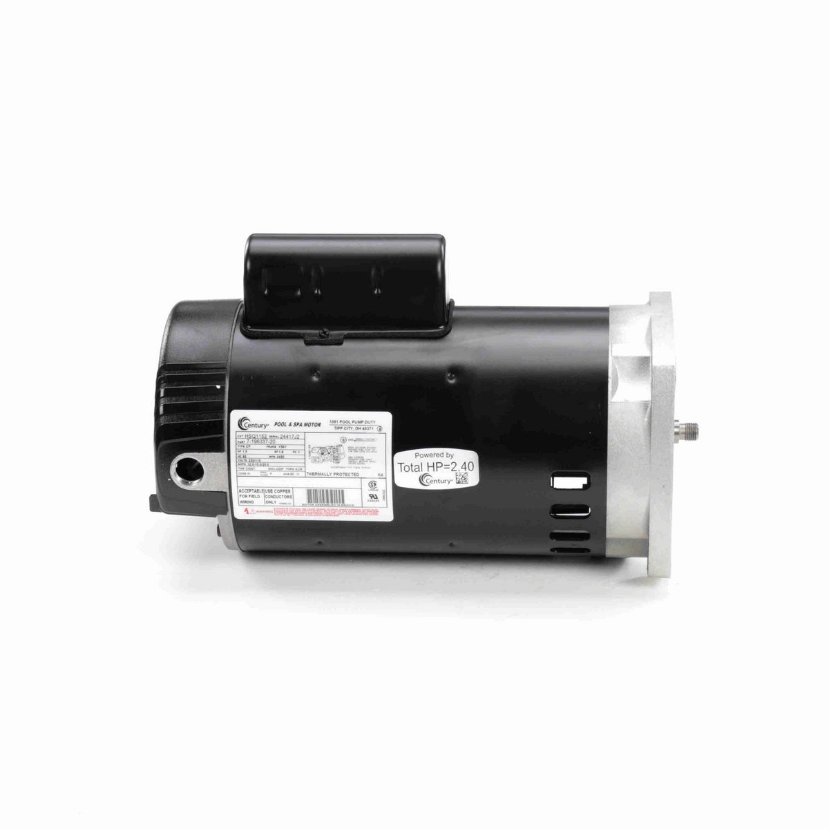 Century Pool Pump Motor, 1.5 HP, 1 Ph, 60 Hz, 230/115 V, 3600 RPM, Y56Y Frame, ODP - HSQ1152