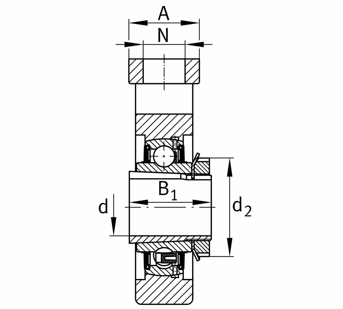 Корпусной узел с закрепляемым подшипником FAG UKT208