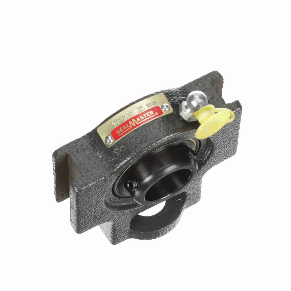 Sealmaster Mounted Cast Iron Wide Slot Take Up Ball Bearing - 52100 Bearing Steel, Black Oxided - Setscrew Lock - ST-205