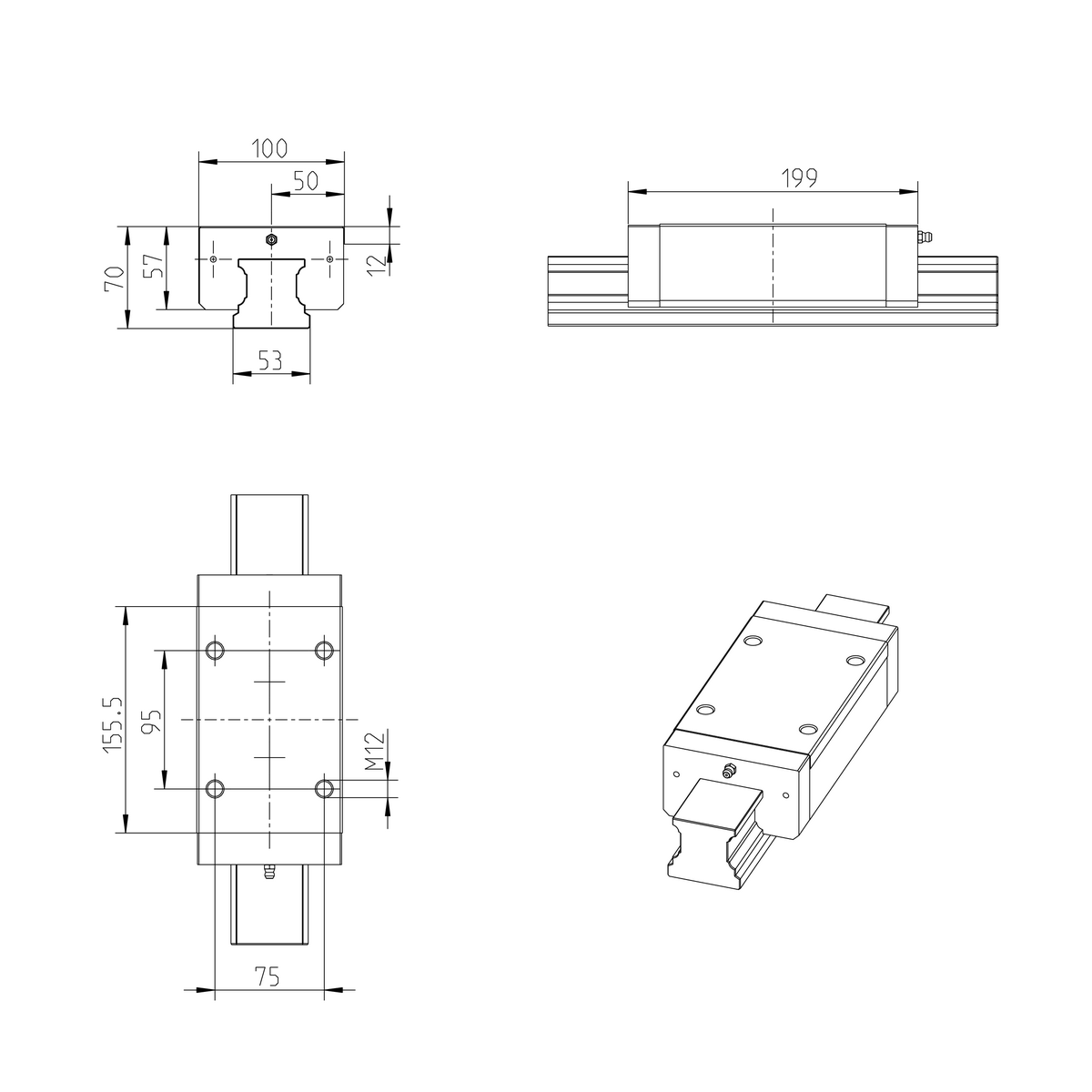 Шариковая каретка устойчивая к коррозии с покрытием Resist CR Bosch Rexroth KWC-055-SLS-C0-H-2 [R162359360]