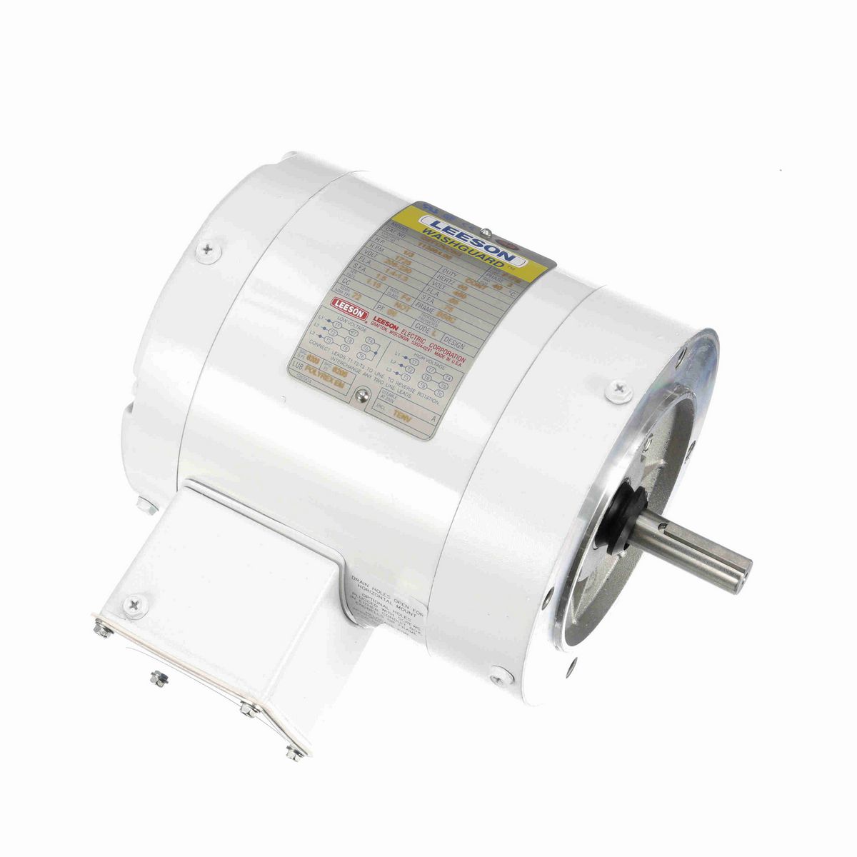 LEESON White Duck™ General Purpose Motor, 0.33 HP, 3 Ph, 60 Hz, 230/460 V, 1800 RPM, 56C Frame, TENV - 113954.00