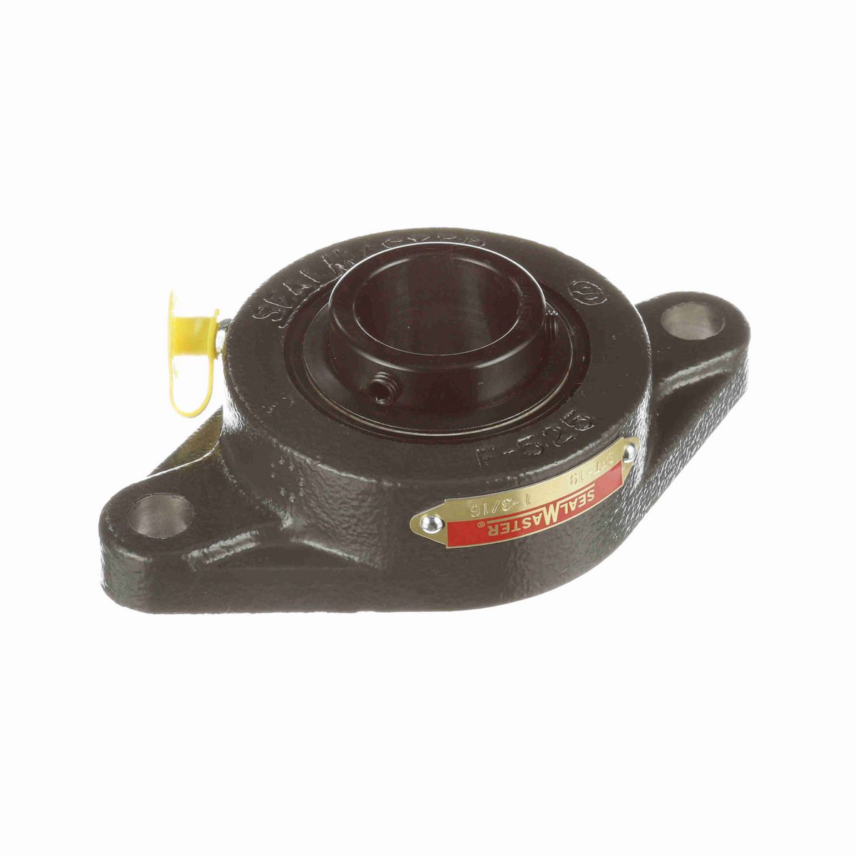 Sealmaster Mounted Cast Iron Two Bolt Flange Ball Bearing - 52100 Bearing Steel, Black Oxided - Setscrew Lock - SFT-19