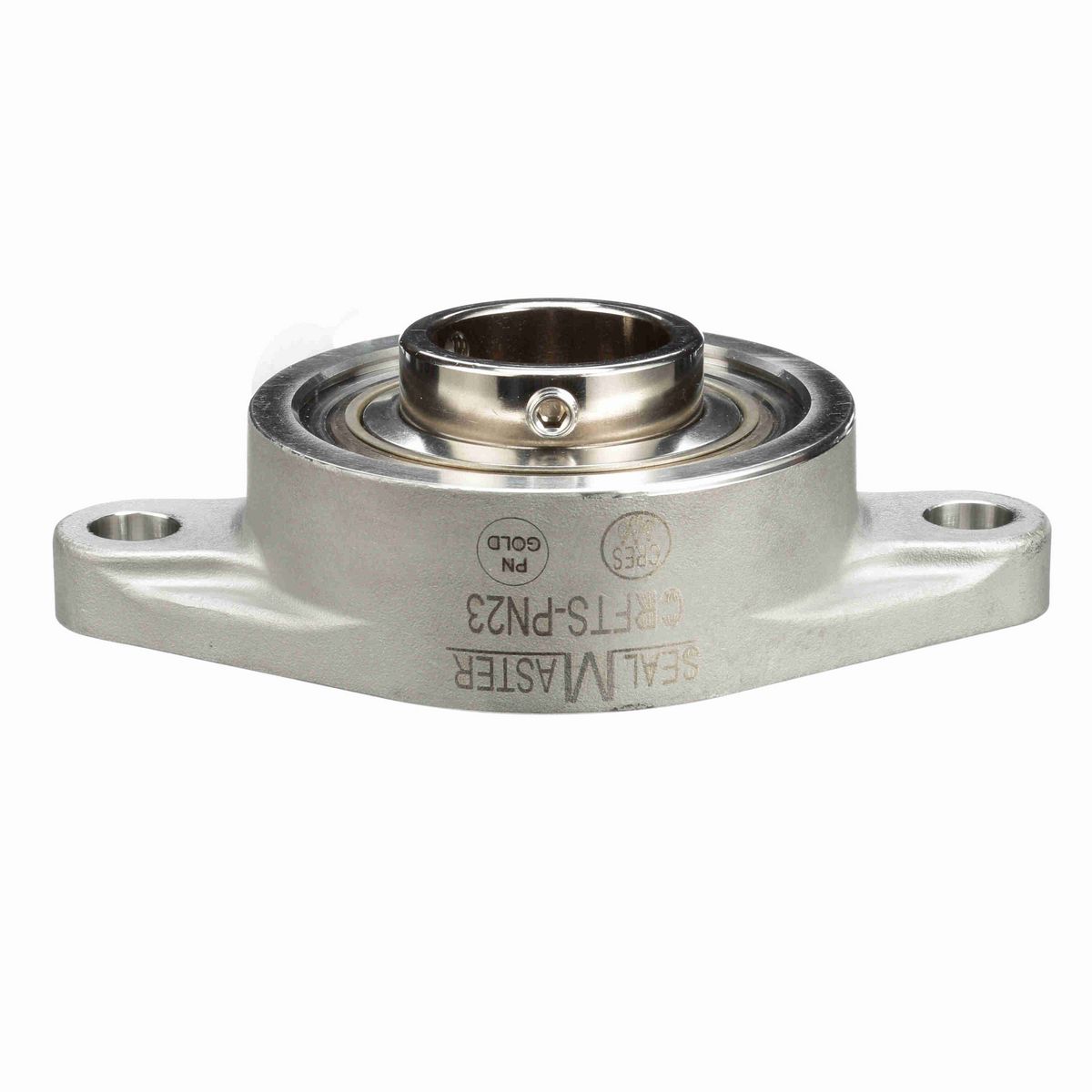 Sealmaster Mounted Stainless Steel Two Bolt Flange Ball Bearing - 52100 Bearing Steel, Phosphorus Nickel Coated - Setscrew Lock - Corrosion Resistant - CRFTS-PN23