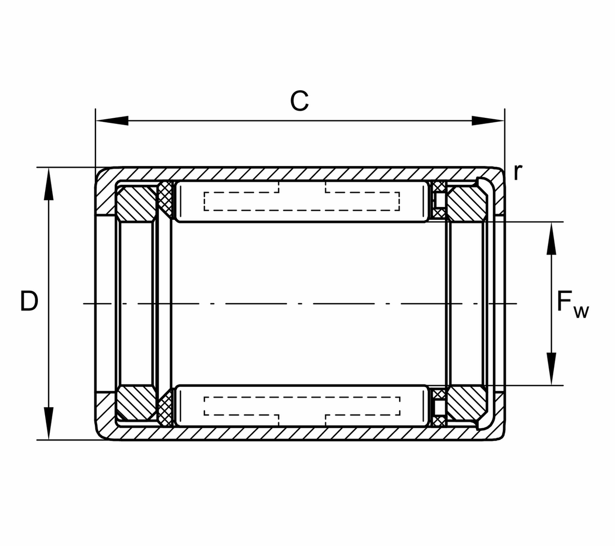 Обгонная муфта со штампованным наружным кольцом INA HFL0615-KF
