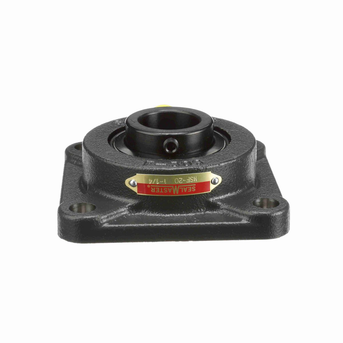 Sealmaster Mounted Cast Iron Four Bolt Flange Ball Bearing - 52100 Bearing Steel, Black Oxided - Setscrew Lock - MSF-20