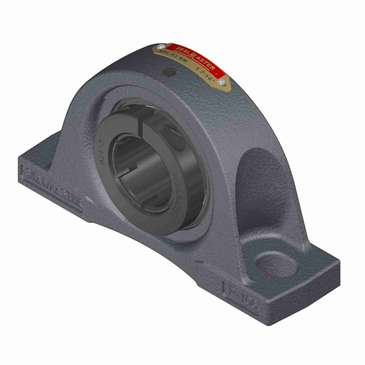 Sealmaster Mounted Cast Iron Two Bolt Pillow Block Ball Bearing - 52100 Bearing Steel, Black Oxided - Concentric Lock - Reduced Maintenance - Lubed for Life - NP-16T RM