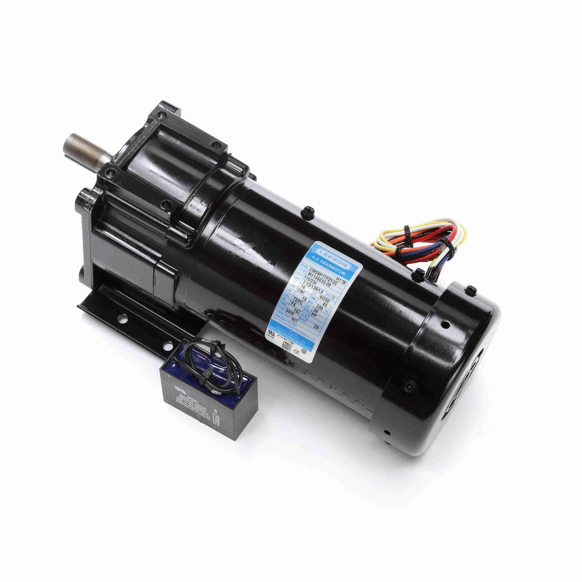 LEESON Parallel Shaft Gearmotor, 0.16 HP, 1 Ph, 60 Hz, 115 V, 60 RPM, 38 Frame, TEFC - M1145033.00