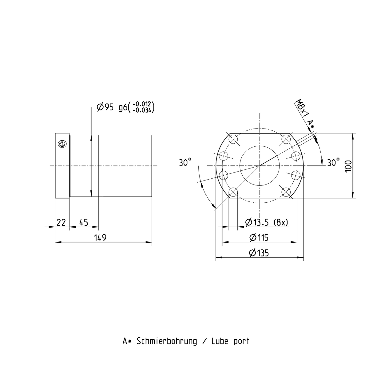 Одинарная гайка с фланцем Bosch Rexroth FEM-E-B 63X40RX6,5-3 [R150269063]
