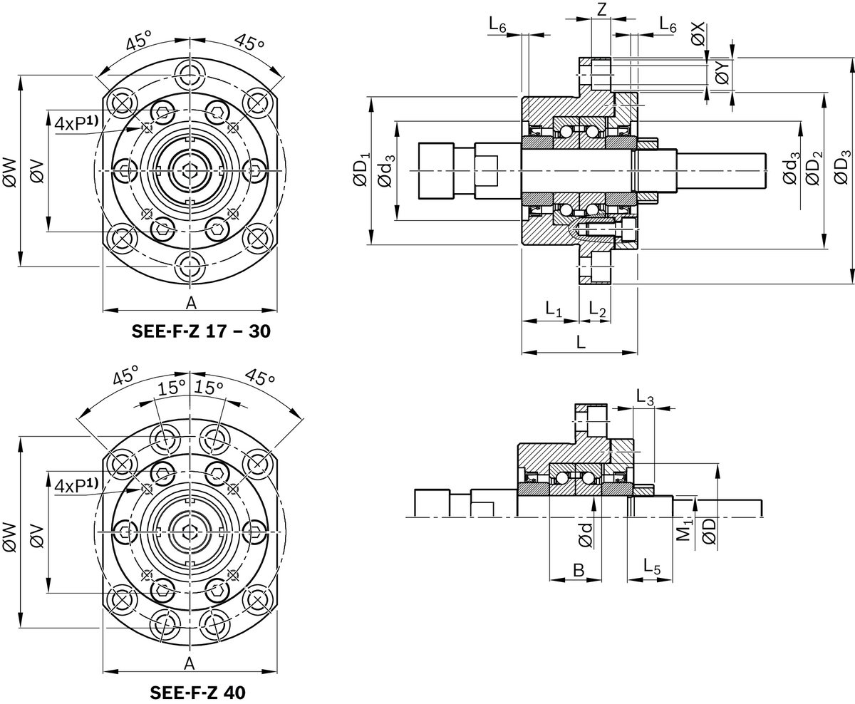 Блок опорного подшипника Bosch Rexroth SEE-F-Z 17 [R159751700]