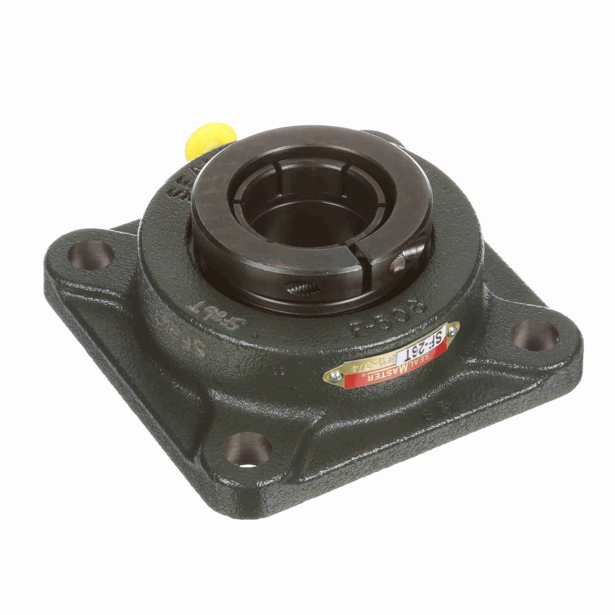 Sealmaster Mounted Cast Iron Four Bolt Flange Ball Bearing - 52100 Bearing Steel, Black Oxided - Concentric Lock - SF-26T
