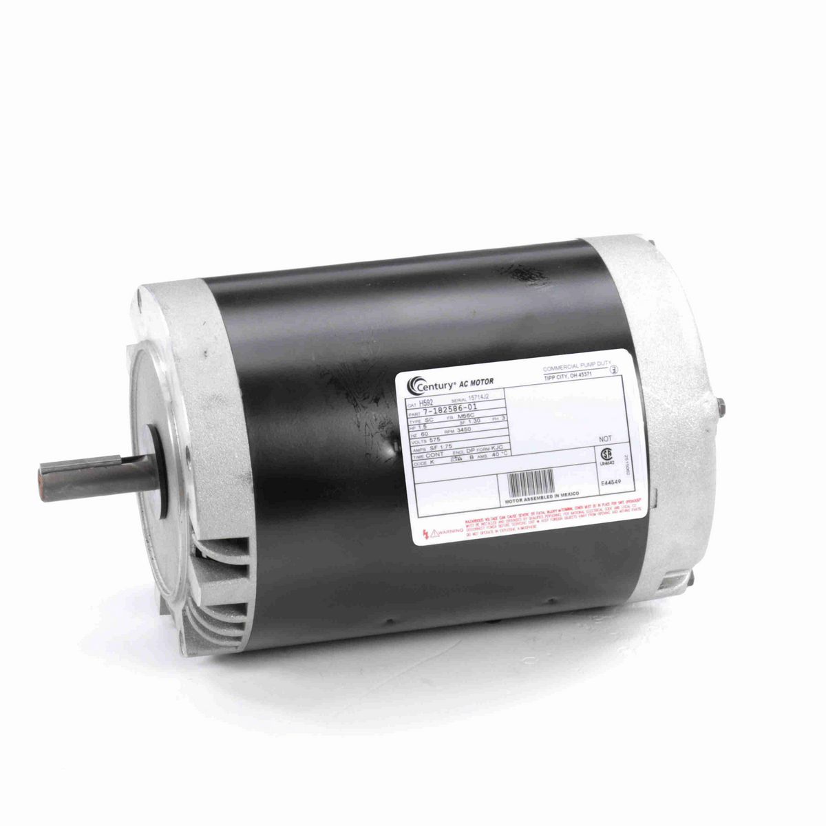 Century General Purpose Pump Motor, 1.5 HP, 3 Ph, 60 Hz, 575 V, 3600 RPM, M56C Frame, DP - H592