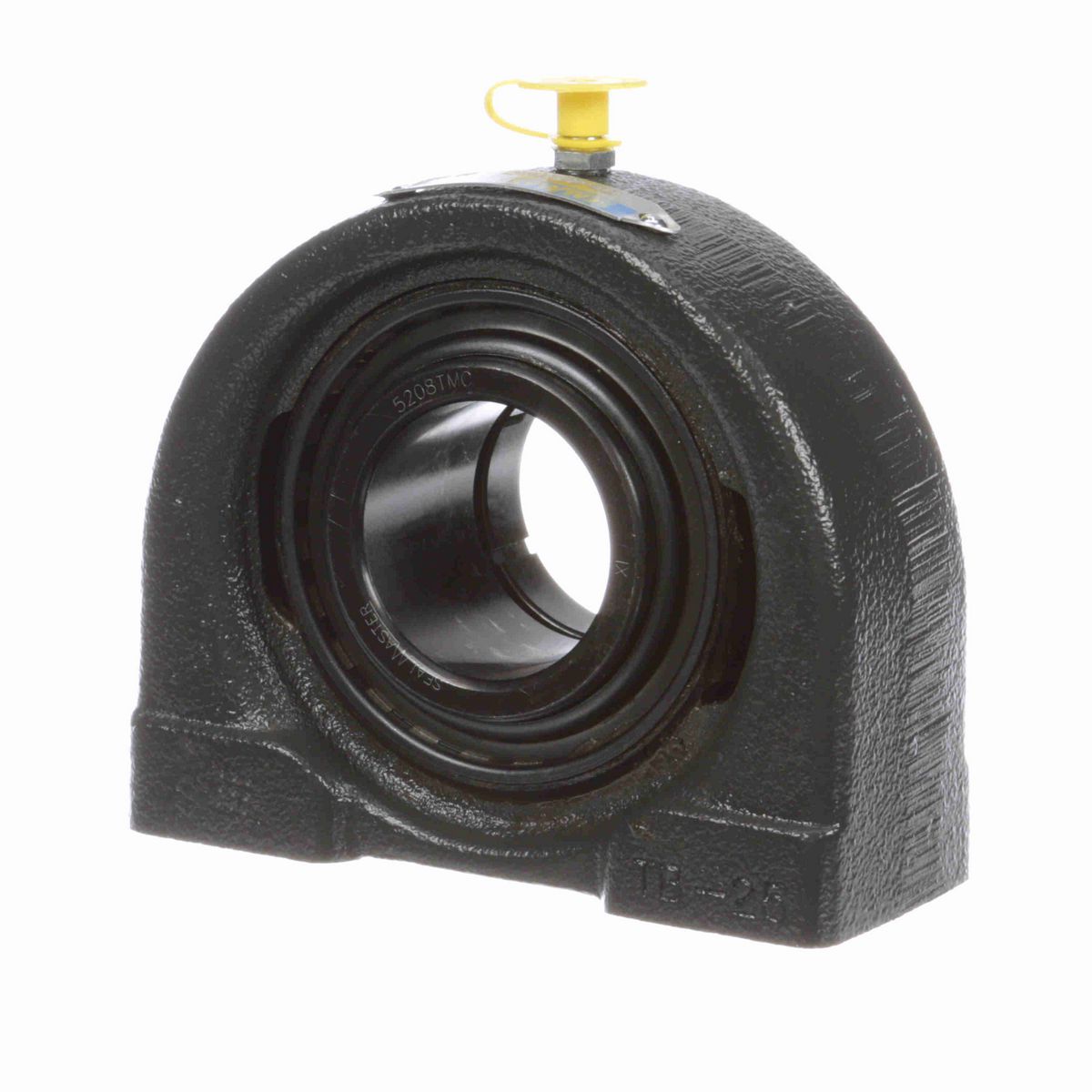 Sealmaster Mounted Cast Iron Tapped Base Pillow Block Ball Bearing - 52100 Bearing Steel, Black Oxided - Concentric Lock - TB-208TMC