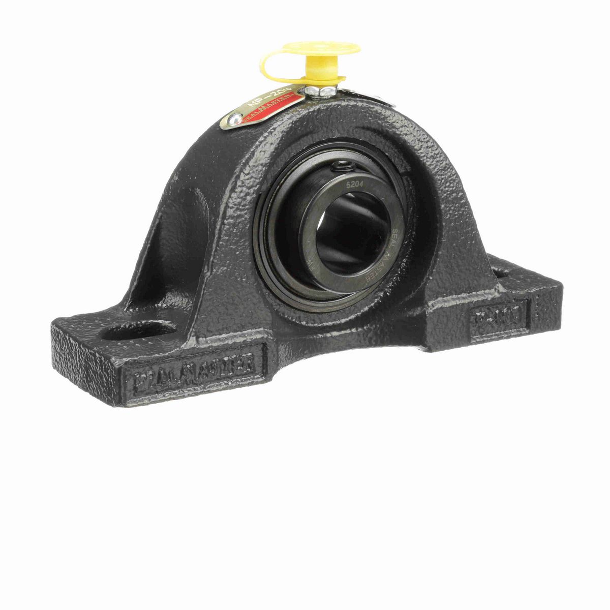 Sealmaster Mounted Cast Iron Two Bolt Pillow Block Ball Bearing - 52100 Bearing Steel, Black Oxided - Setscrew Lock - NP-204