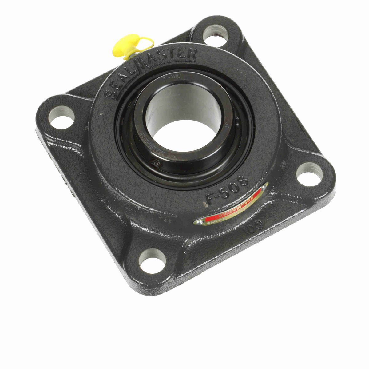 Sealmaster Mounted Cast Iron Four Bolt Flange Ball Bearing - 52100 Bearing Steel, Black Oxided - Setscrew Lock - SF-27C