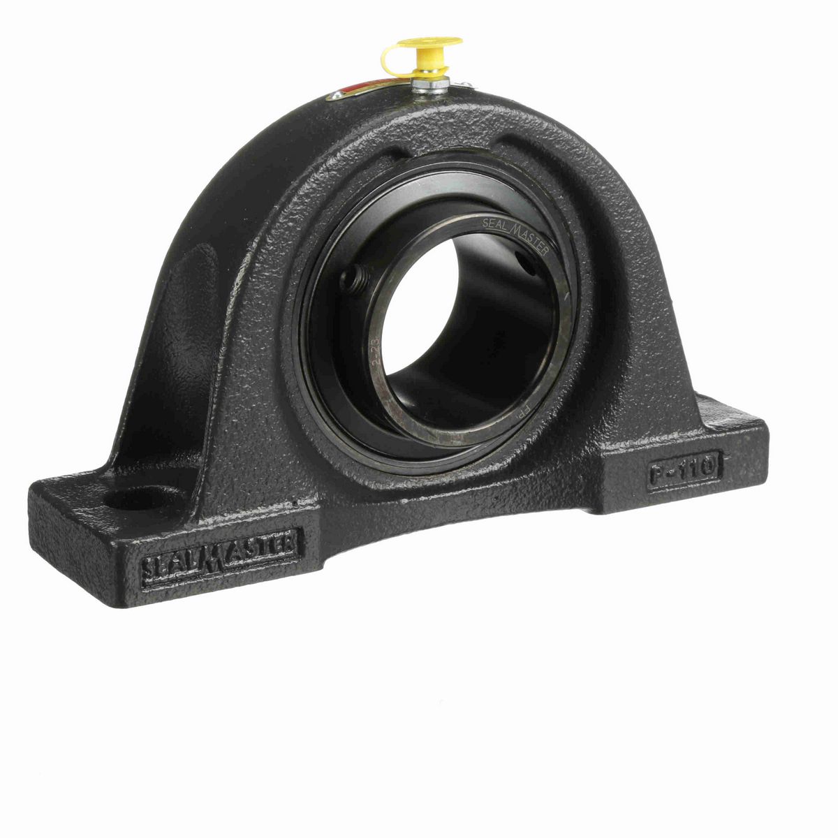 Sealmaster Mounted Cast Iron Two Bolt Pillow Block Ball Bearing - 52100 Bearing Steel, Black Oxided - Setscrew Lock - NP-35C