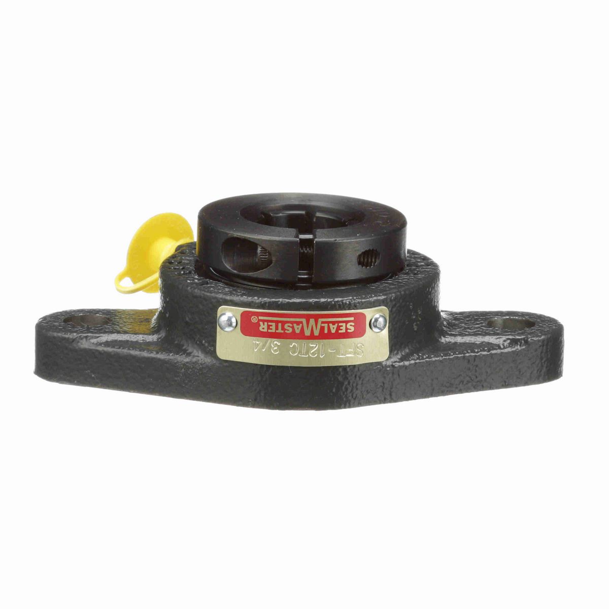 Sealmaster Mounted Cast Iron Two Bolt Flange Ball Bearing - 52100 Bearing Steel, Black Oxided - Concentric Lock - SFT-12TC