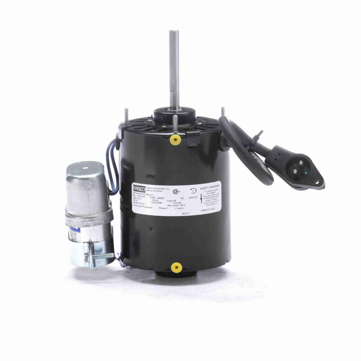 FASCO OEM Replacement Motor, 1/20 HP, 1 Ph, 60 Hz, 208-230 V, 1550 RPM, 1 Speed, 3.3" Diameter, OAO - D1245