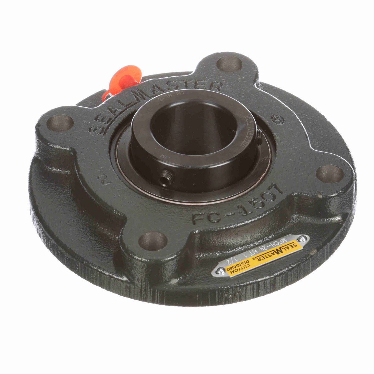 Sealmaster Mounted Cast Iron Flange Cartridge Ball Bearing - 52100 Bearing Steel, Black Oxided - Setscrew Lock - High Temperature - MFCH-24 HT
