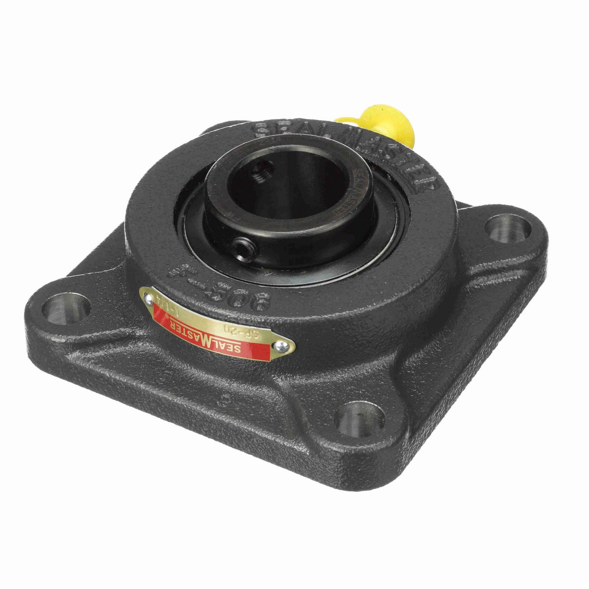 Sealmaster Mounted Cast Iron Four Bolt Flange Ball Bearing - 52100 Bearing Steel, Black Oxided - Setscrew Lock - SF-20