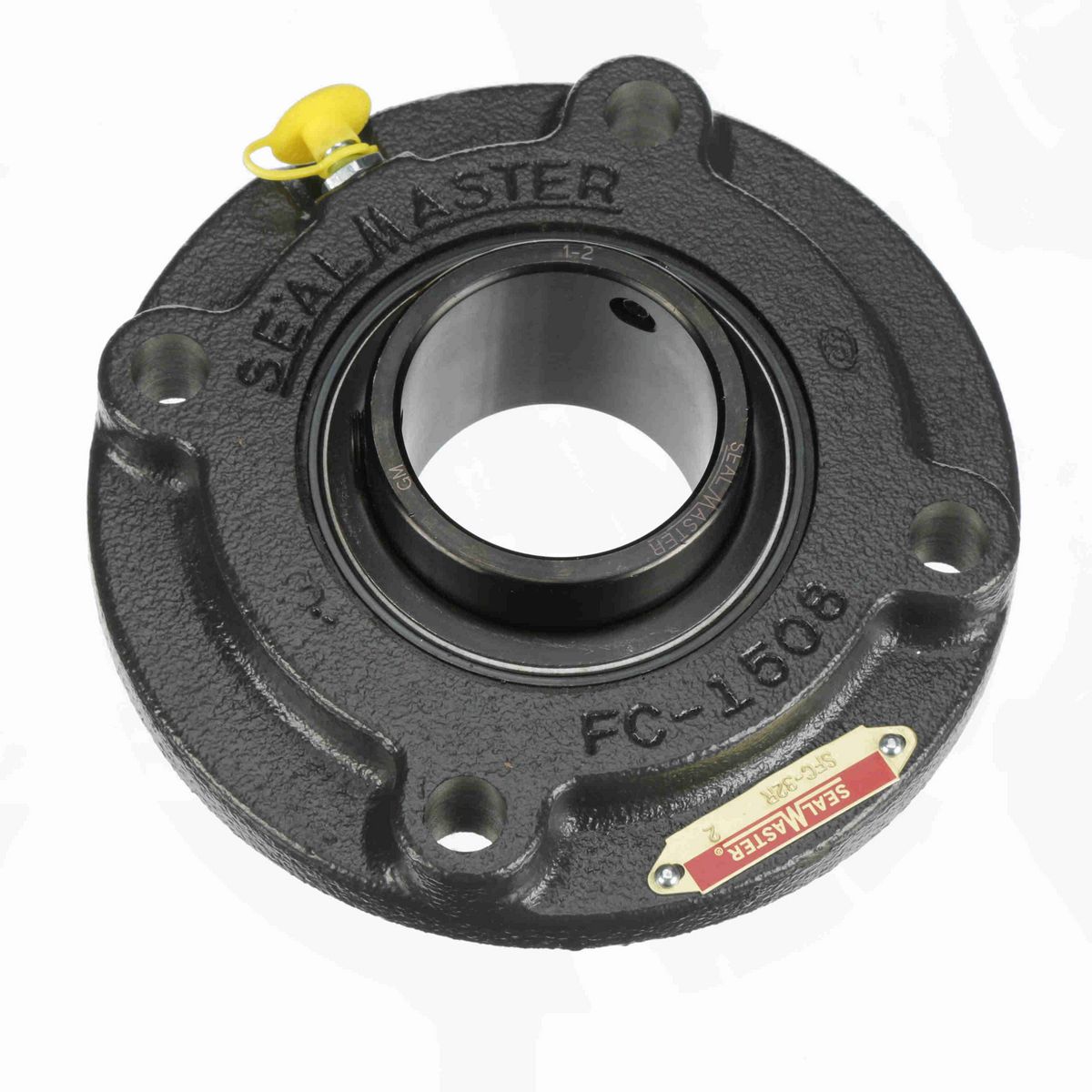 Sealmaster Mounted Cast Iron Flange Cartridge Ball Bearing - 52100 Bearing Steel, Black Oxided - Setscrew Lock - SFC-32R