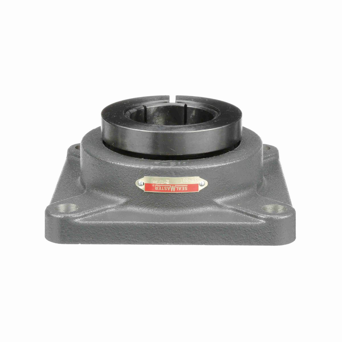 Sealmaster Mounted Cast Iron Four Bolt Flange Ball Bearing - 52100 Bearing Steel, Black Oxided - Concentric Lock - SF-39T