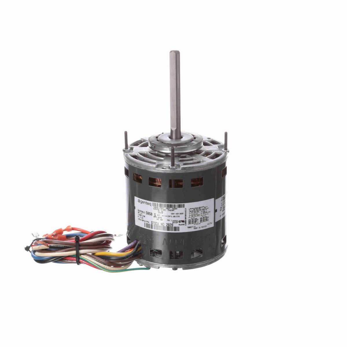 Genteq Fan and Blower Motor, 1/4 HP, 1 Ph, 60 Hz, 208-230 V, 1075 RPM, 3 Speed, 42 Frame, OPAO - 2828