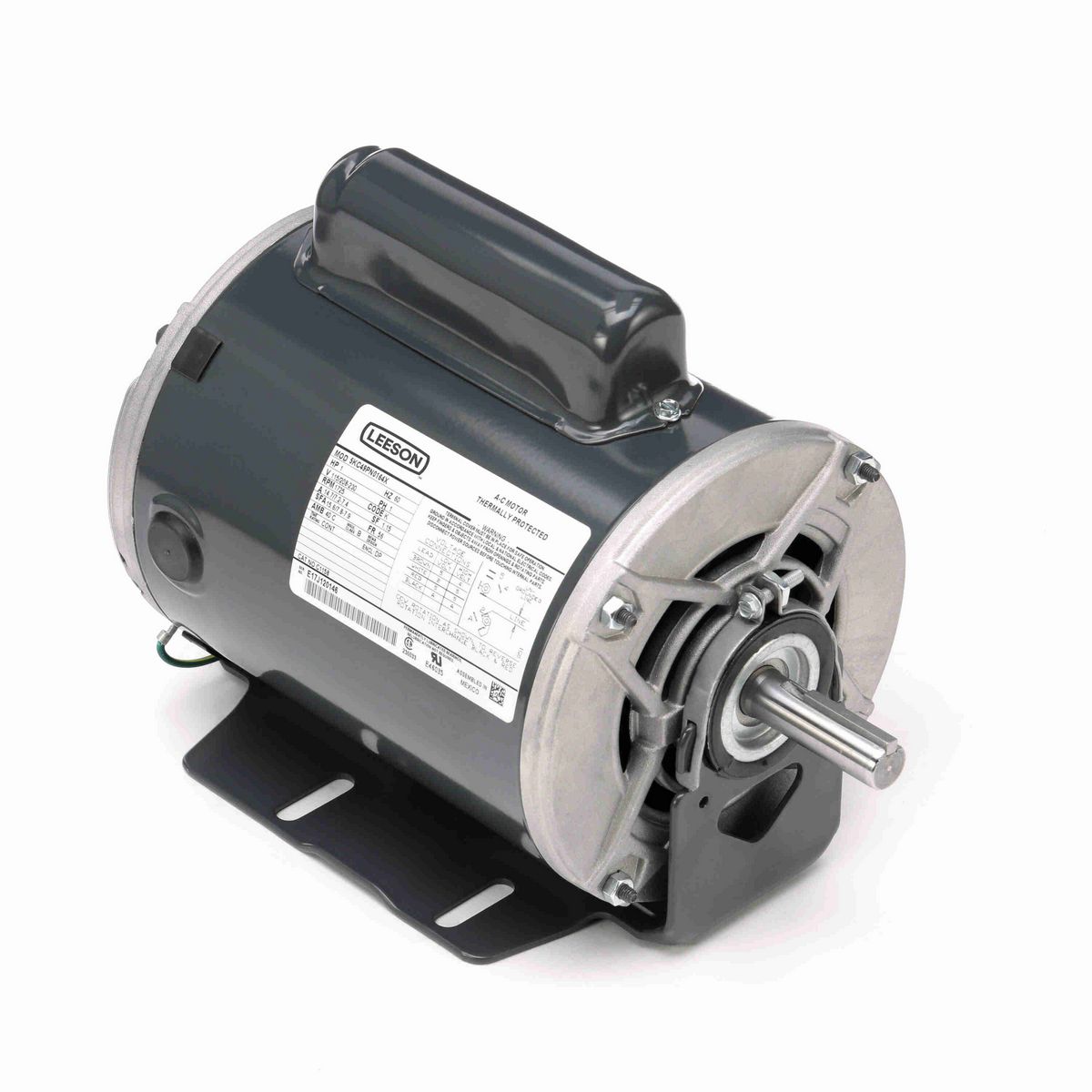LEESON General Purpose Motor, 1 HP, 1 Ph, 60 Hz, 115/208-230 V, 1800 RPM, 56 Frame, DP - C1158