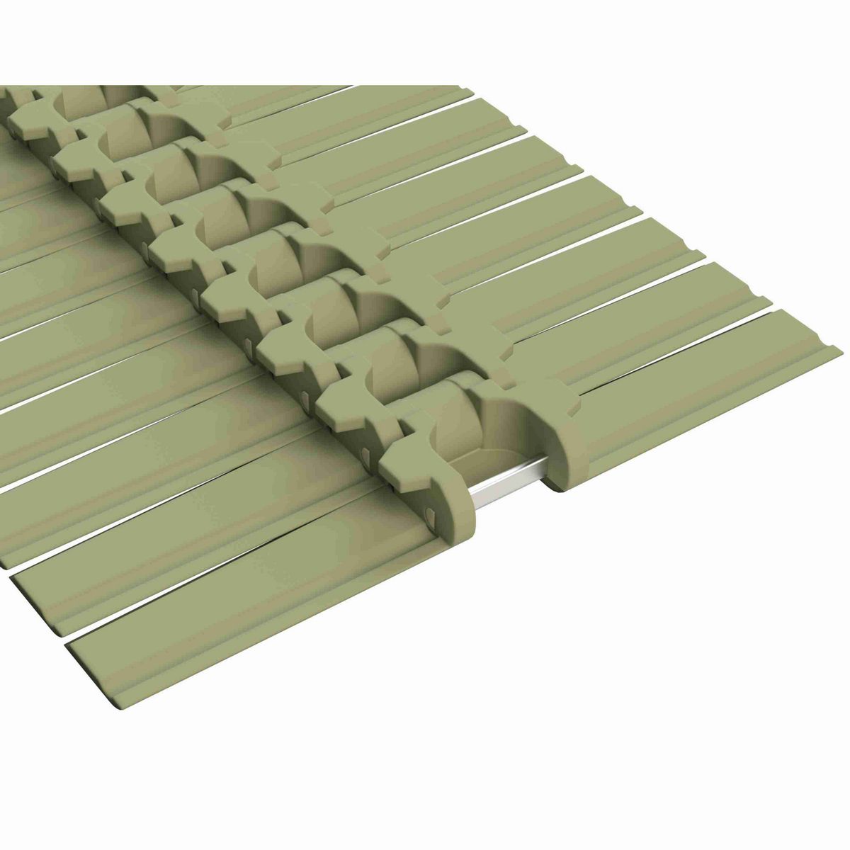 Rexnord 882TAB Side-flexing Solid Top, Material: Green Abrasion Resistant Polyamide, Width: 12in, Pitch: 1.5in - 81430514