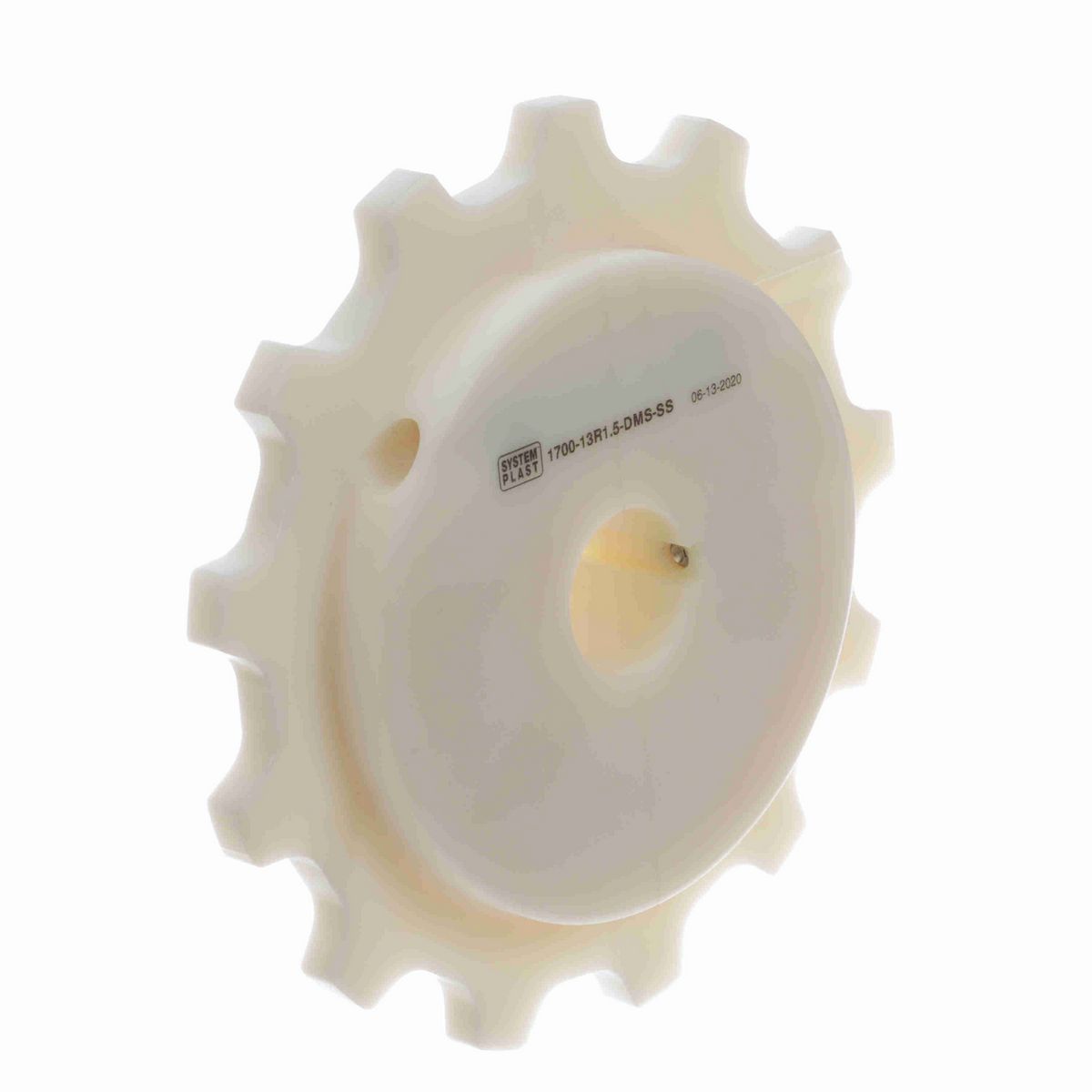 System Plast 1700 Series Split Machined Sprocket with 13 Teeth, a 1-1/2in Round Shaft-Ready Bore and Setscrew - 1700-13R1.5-DMS-SS