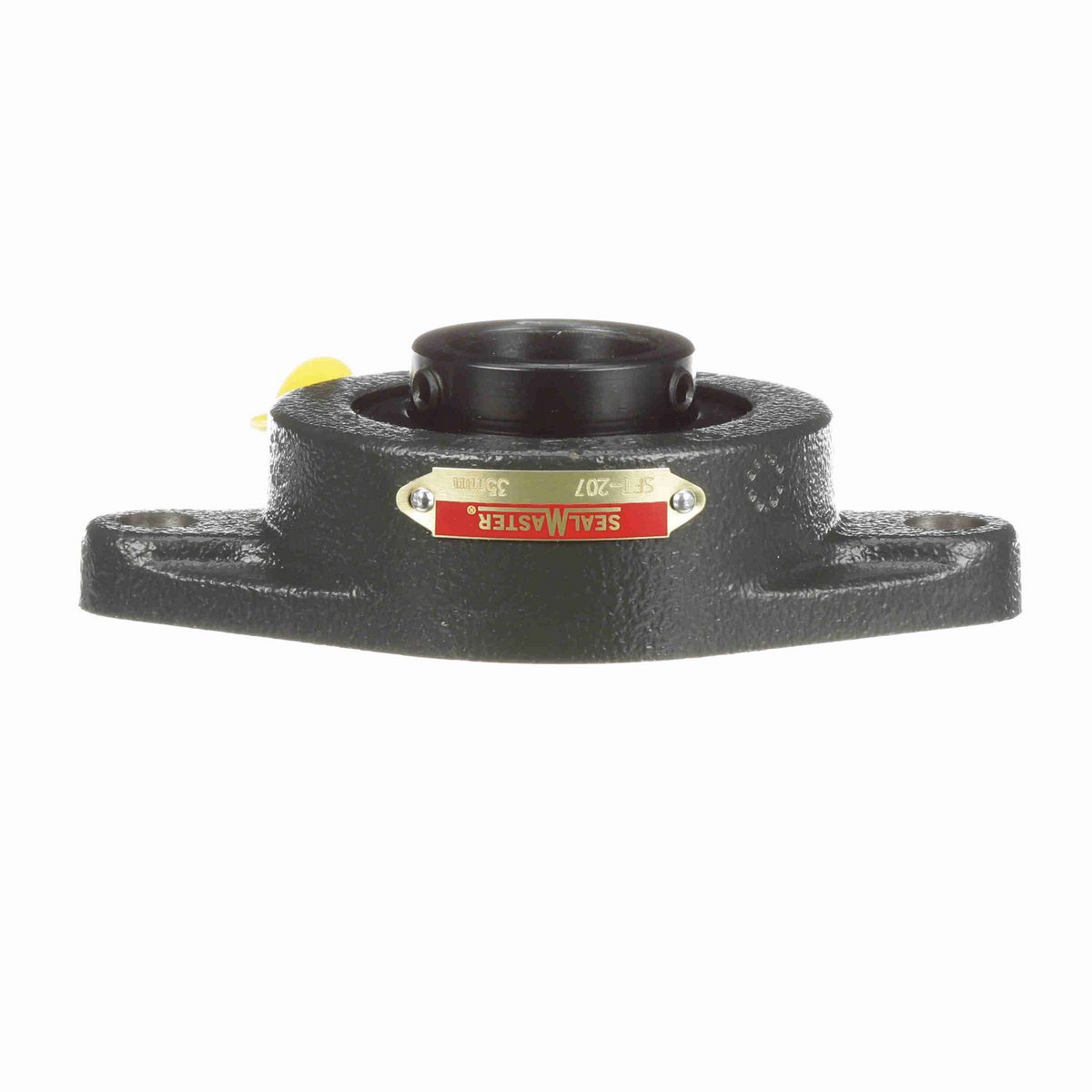 Sealmaster Mounted Cast Iron Two Bolt Flange Ball Bearing - 52100 Bearing Steel, Black Oxided - Setscrew Lock - SFT-207