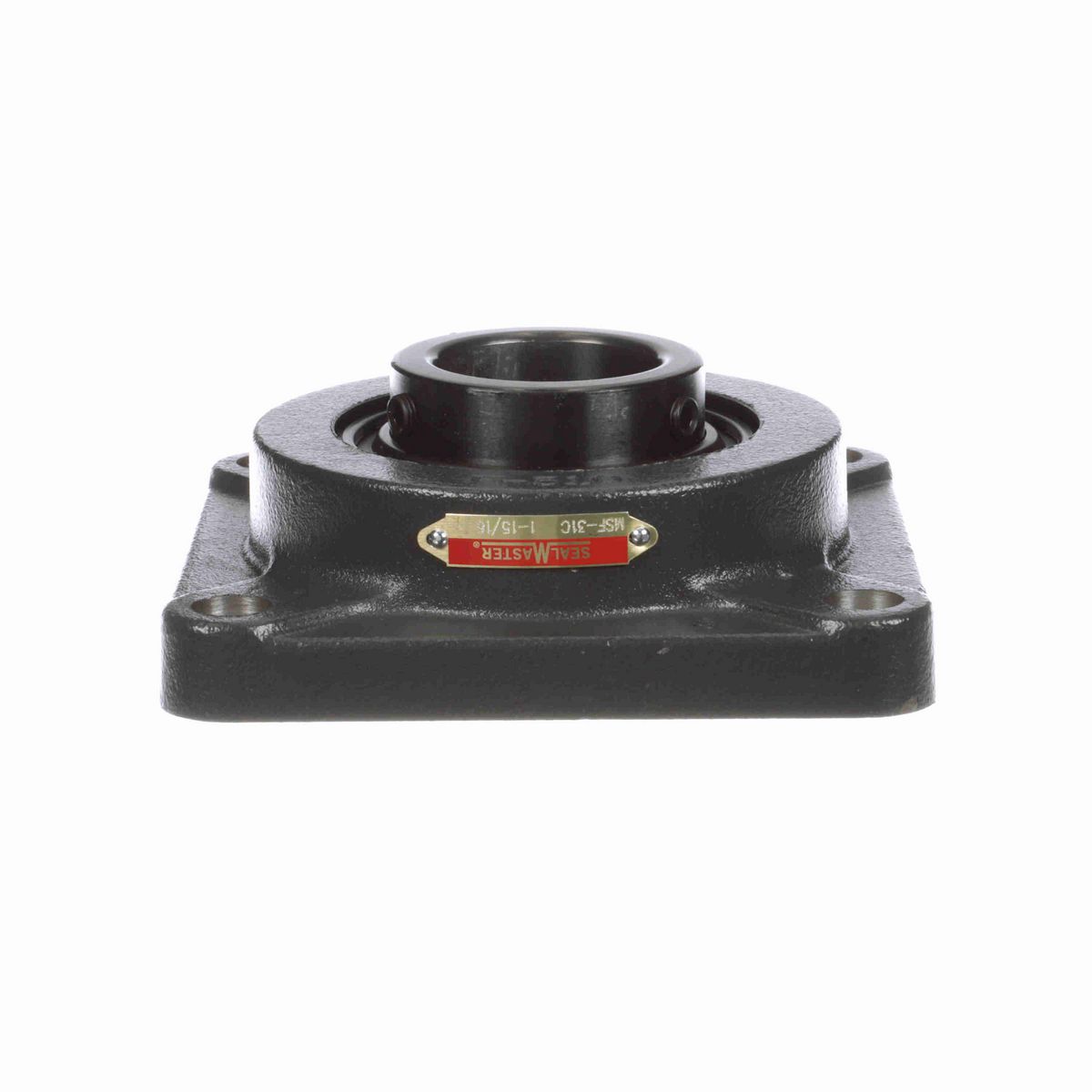 Sealmaster Mounted Cast Iron Four Bolt Flange Ball Bearing - 52100 Bearing Steel, Black Oxided - Setscrew Lock - MSF-31C