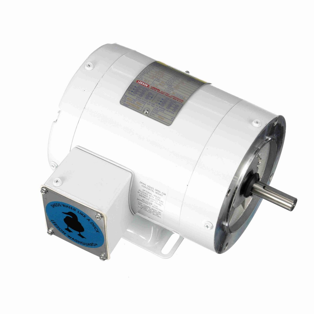 LEESON White Duck™ General Purpose Motor, 0.50 HP, 3 Ph, 60 Hz, 230/460 V, 3600 RPM, 56C Frame, TENV - 113588.00