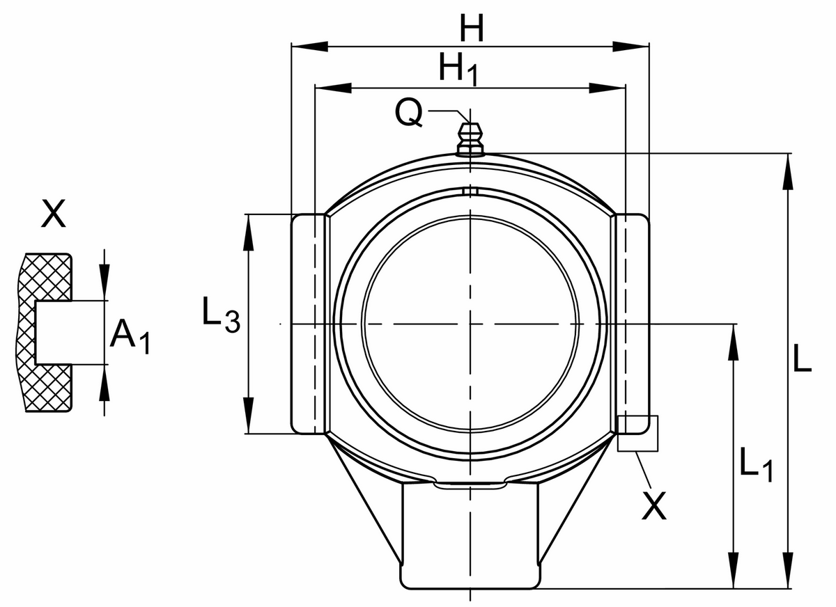 Корпусной узел с закрепляемым подшипником RHEY35-TV-VA