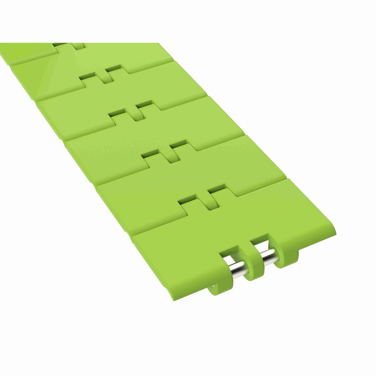 Rexnord 820 Straight Running Solid Top, Material: Bright Lime-Green Dry PET Low Friction, Width: 4.5in, Pitch: 1.5in - 10481424