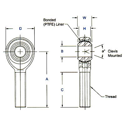 Aurora Bearing Special Size Heavy Duty Shank Race Car Rod Ends Timken XAM-8T-2