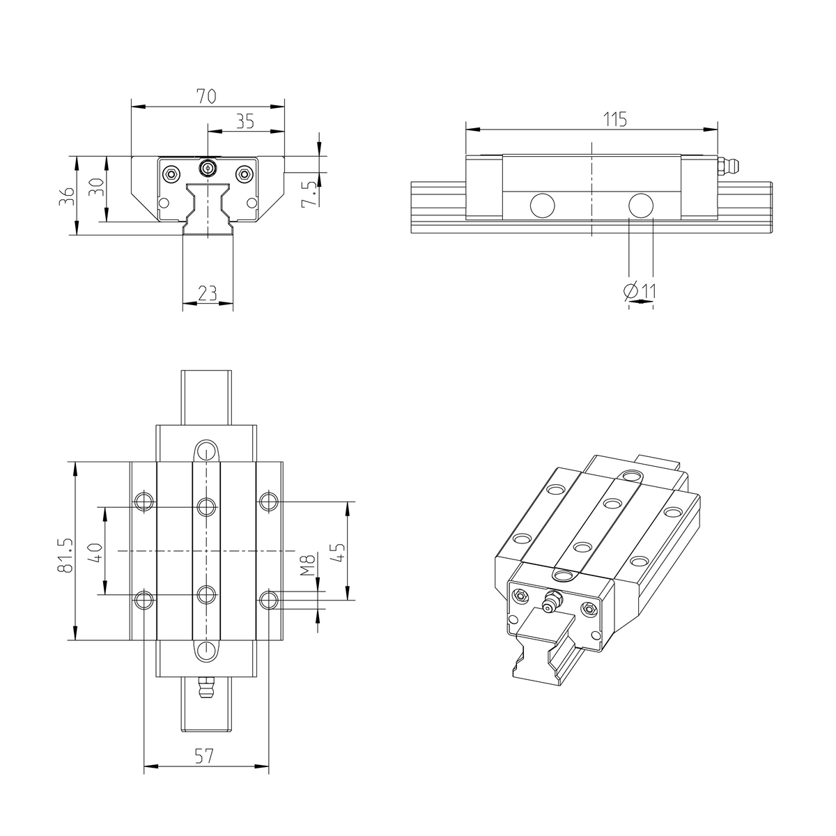 Роликовая каретка из углеродистой стали Bosch Rexroth RWD-025-FLS-C2-H-2 [R18532232X]