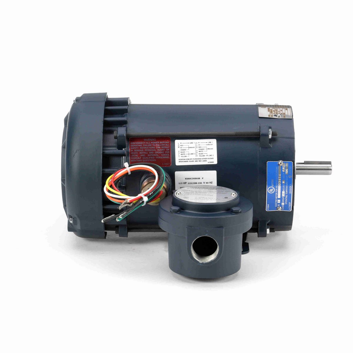 LEESON Explosion Proof Motor, 0.50 HP, 1 Ph, 60 Hz, 115/208-230 V, 3600 RPM, 56C Frame, EPFC - 116608.00