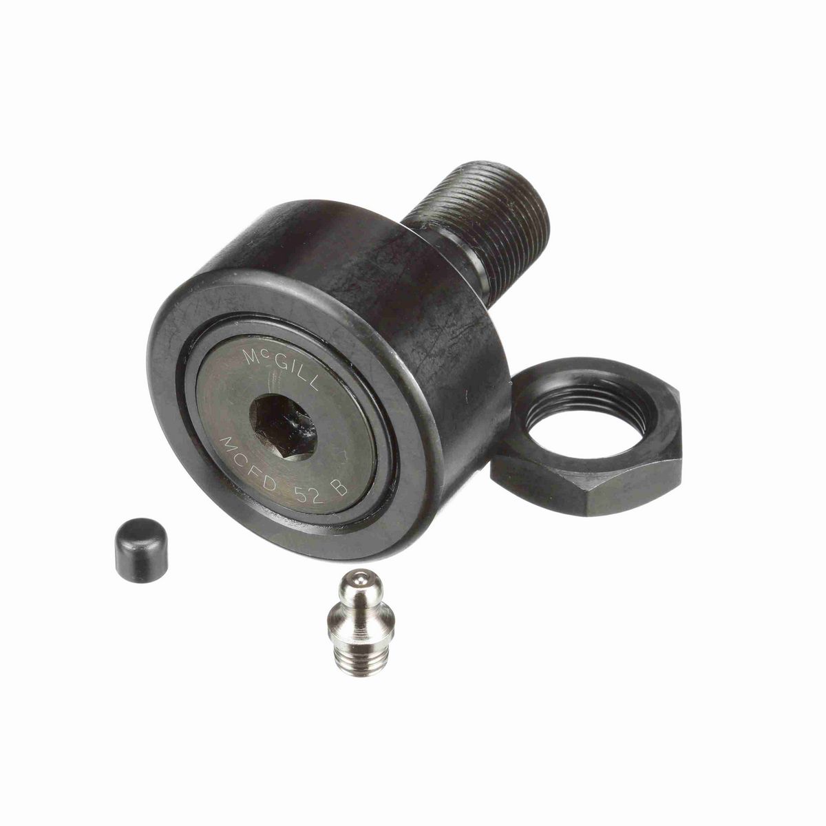 Опорный ролик с цапфой McGill CAMROL MCFDE 40 B, бочкообразный, повышенной грузоподъемности, со щитком, с шестигранным отверстием, метрический