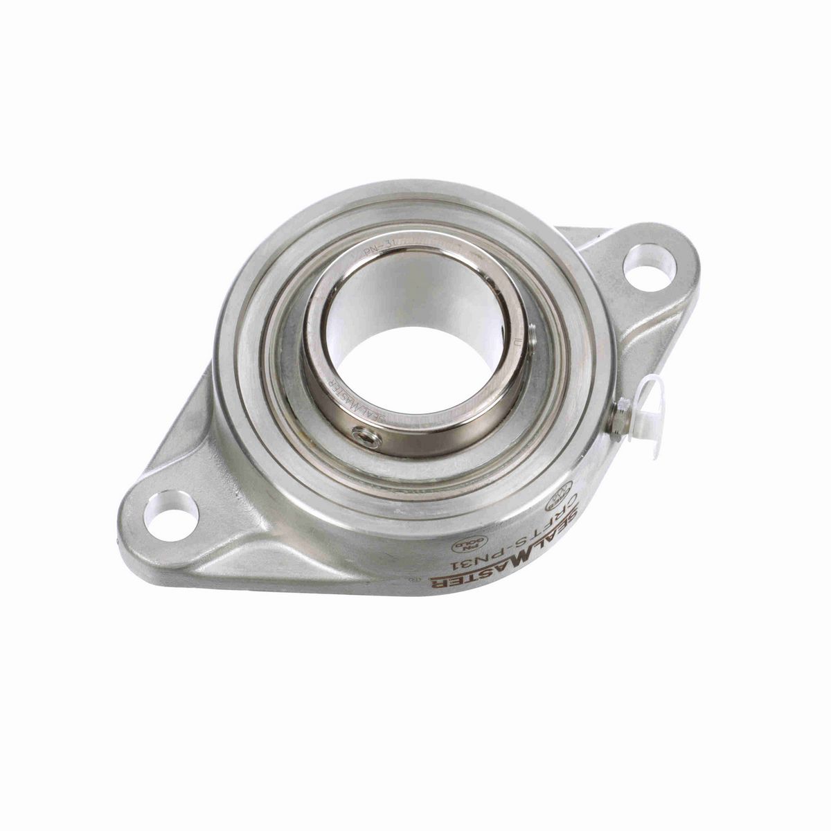 Sealmaster Mounted Stainless Steel Two Bolt Flange Ball Bearing - 52100 Bearing Steel, Phosphorus Nickel Coated - Setscrew Lock - Corrosion Resistant - CRFTS-PN31