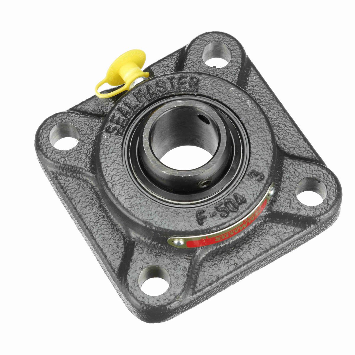Sealmaster Mounted Cast Iron Four Bolt Flange Ball Bearing - 52100 Bearing Steel, Black Oxided - Setscrew Lock - SF-16