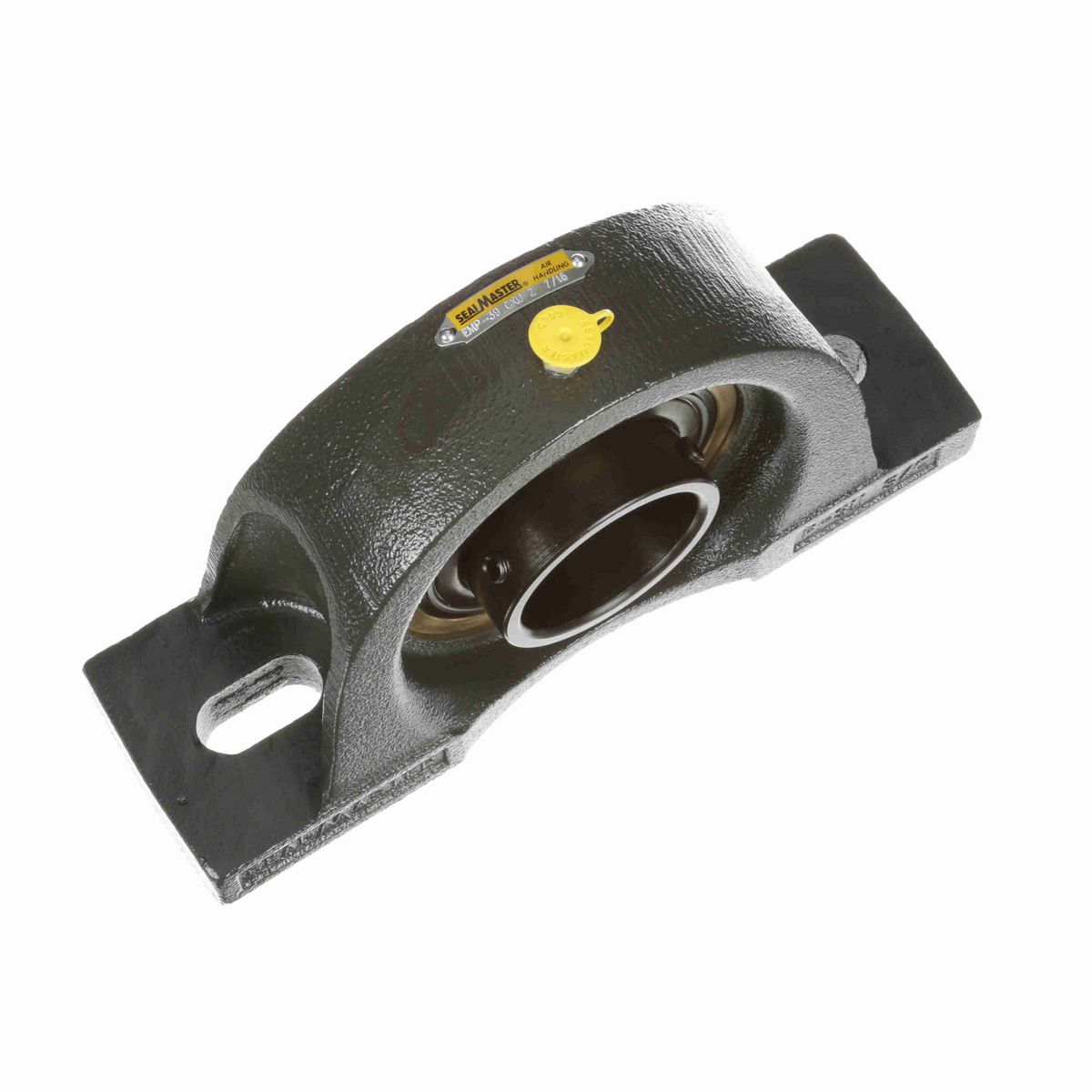 Sealmaster Mounted Cast Iron Two Bolt Pillow Block Ball Bearing - 52100 Bearing Steel, Black Oxided - Setscrew Lock - Air Handling Housing Fit, Noise Tested - EMP-39 CXU