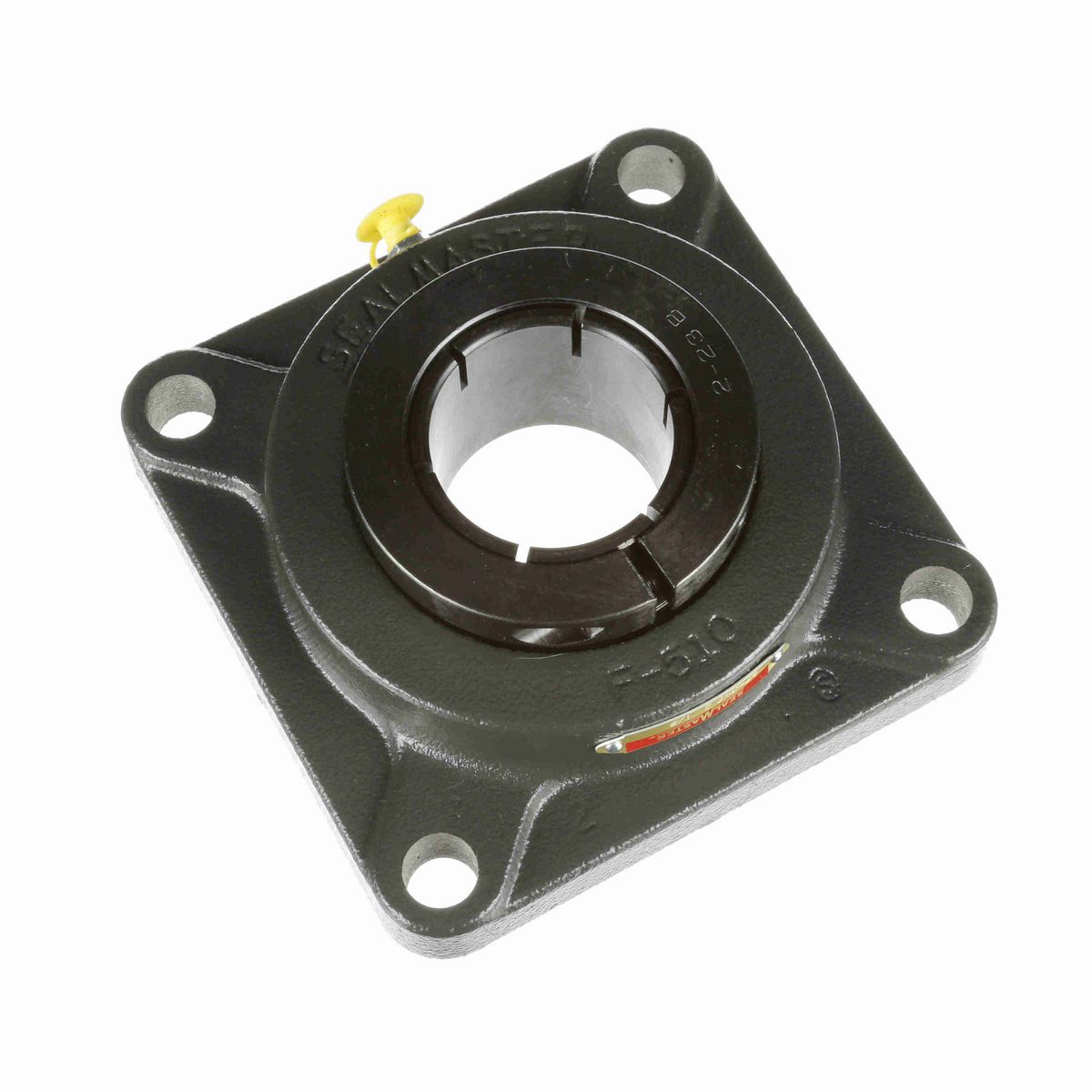 Sealmaster Mounted Cast Iron Four Bolt Flange Ball Bearing - 52100 Bearing Steel, Black Oxided - Concentric Lock - SF-34T