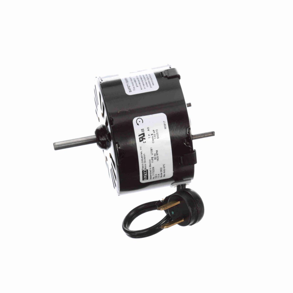 FASCO OEM Replacement Motor, 1/45 HP, 1 Ph, 60 Hz, 120 V, 1625 RPM, 1 Speed, 3.3" Diameter, OAO - D632