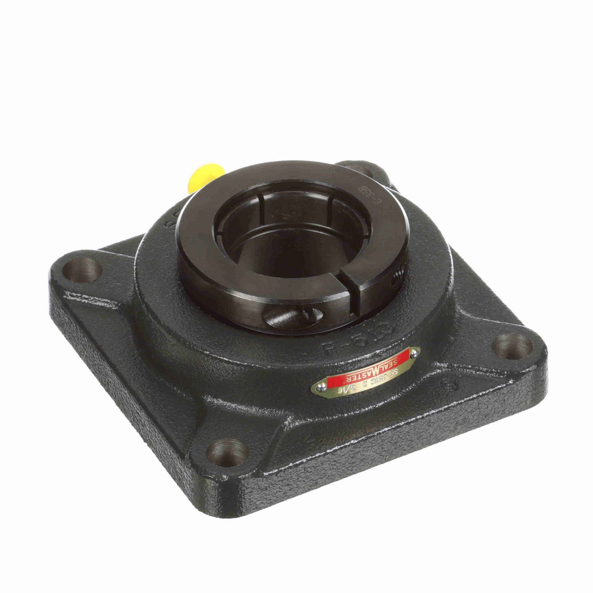 Sealmaster Mounted Cast Iron Four Bolt Flange Ball Bearing - 52100 Bearing Steel, Black Oxided - Concentric Lock - SF-35TC